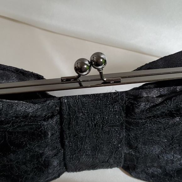 Bebe Black Lace Bow Clutch - Picture 6 of 6